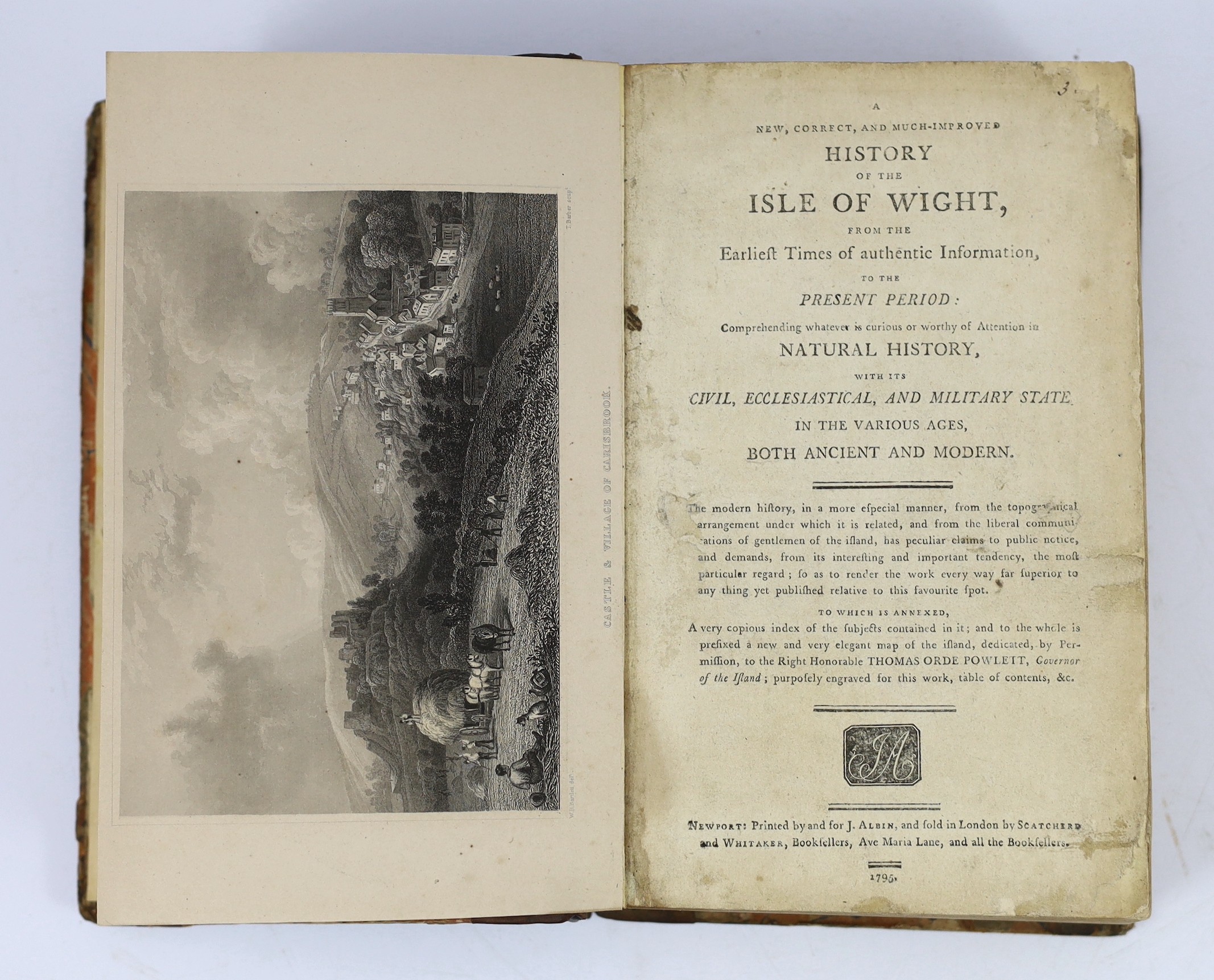 ISLE OF WIGHT: Bullar, John - A Historical and Picturesque Guide to the Isle of Wight. 7th edition. 2 plates; original printed boards, uncut, 12mo. Southampton, 1827; (Albin, John) - A New, Correct, and Much-Improved His